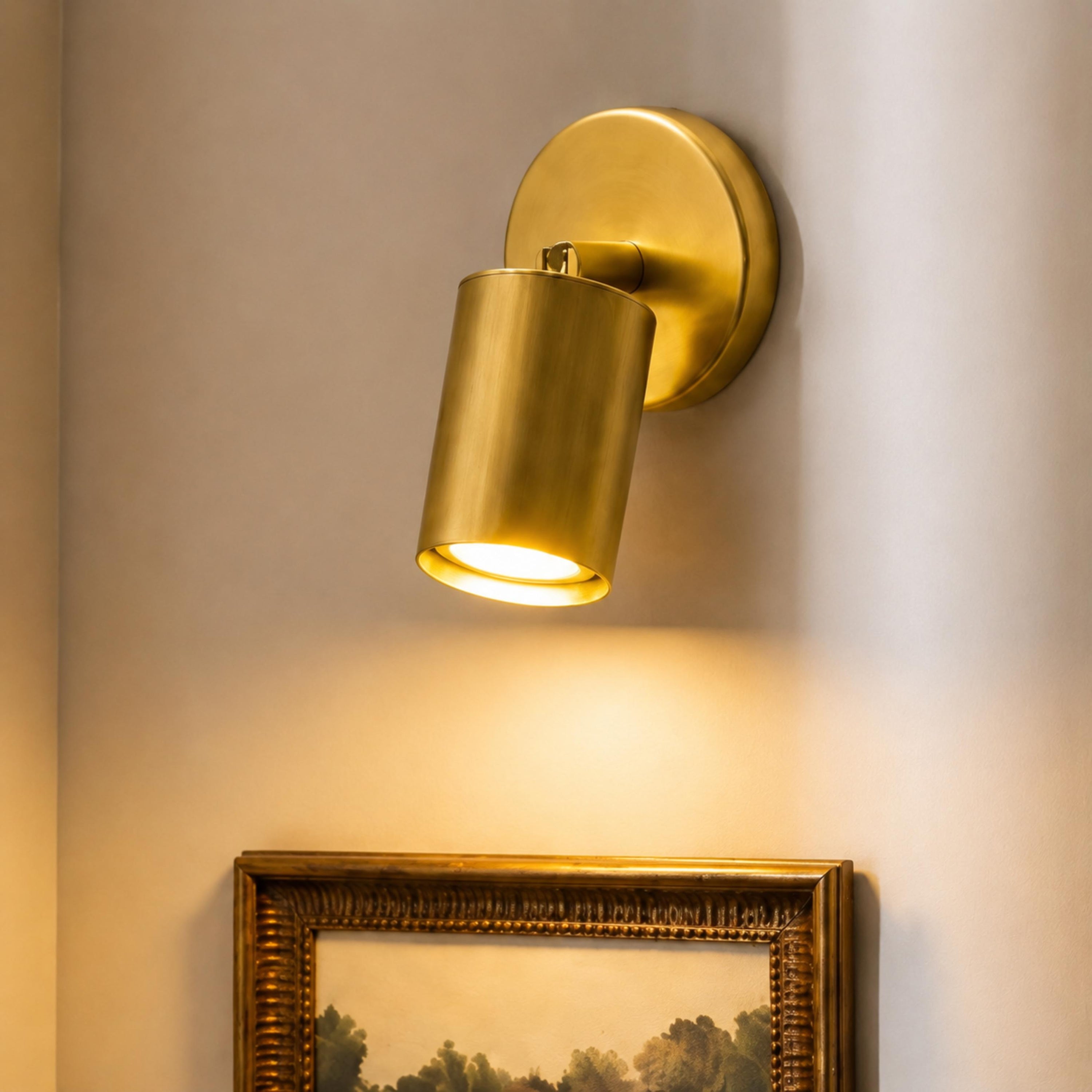 Modern Adjustable Wall Light Rotatable Sconce Brass Fixture with 350° Head Rotation