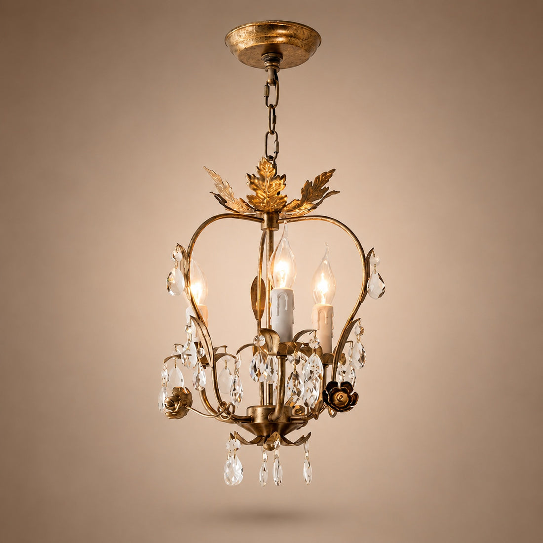 Modern Crystal Chandelier Hanging Light Fixture Metal Adjustable Height 5 Lights 120V