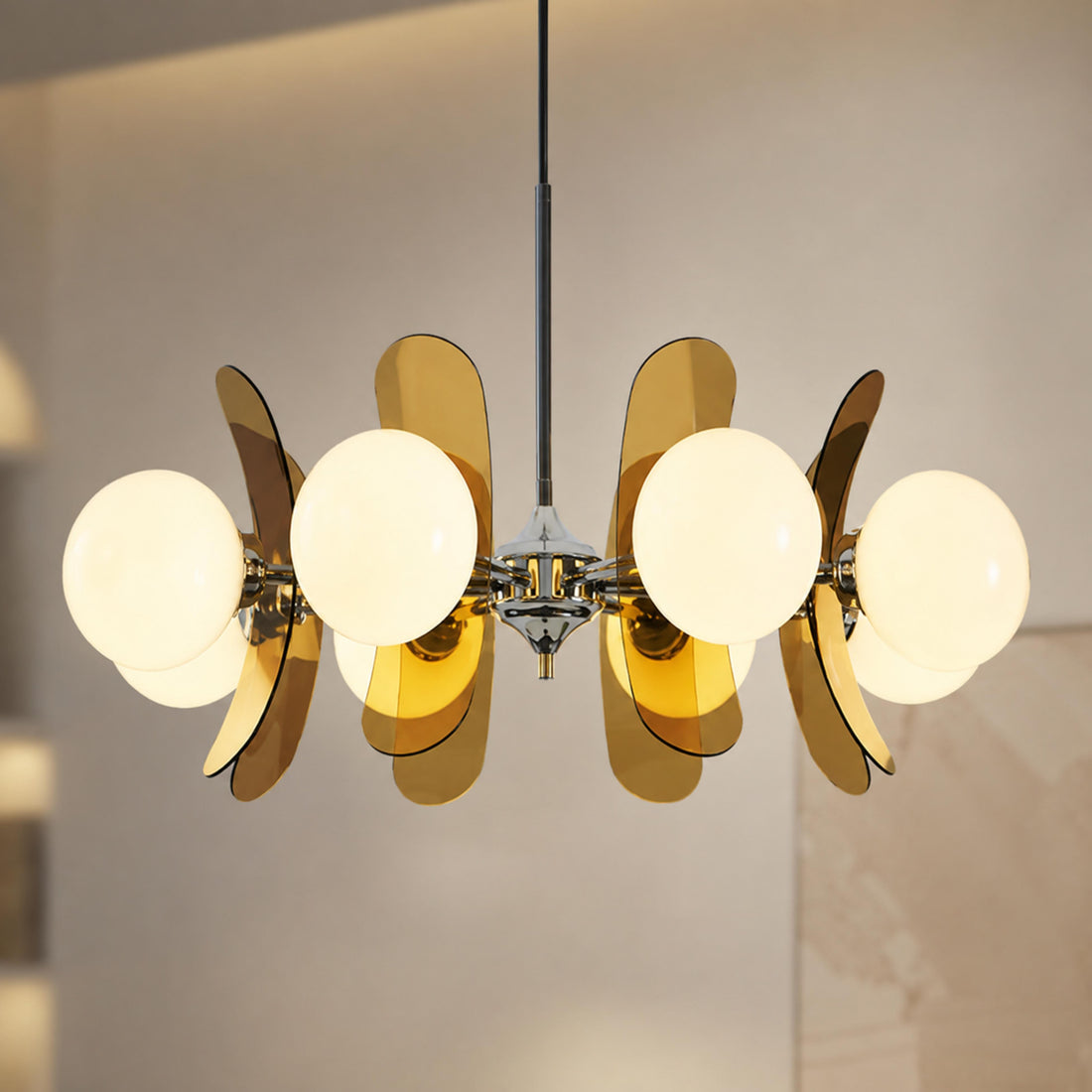 Modern Chandelier Hanging Light Metal Multi-Color LED Fixture for Dining Room