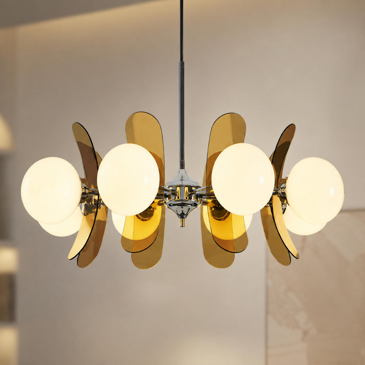 Modern Chandelier Hanging Light Metal Multi-Color LED Fixture for Dining Room