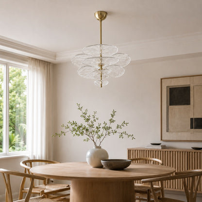 Modern Glass Chandelier with Lotus Leaf Design Ceiling Mounted Elegant Indoor Lighting