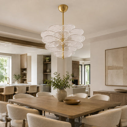 Modern Glass Chandelier with Lotus Leaf Design Ceiling Mounted Elegant Indoor Lighting