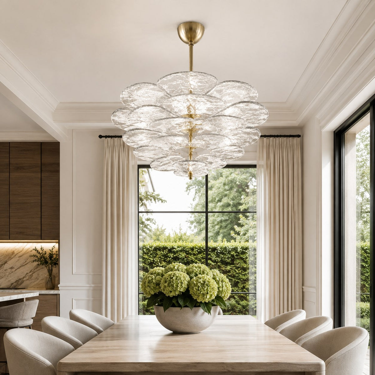 Modern Glass Chandelier with Lotus Leaf Design Ceiling Mounted Elegant Indoor Lighting