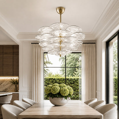 Modern Glass Chandelier with Lotus Leaf Design Ceiling Mounted Elegant Indoor Lighting