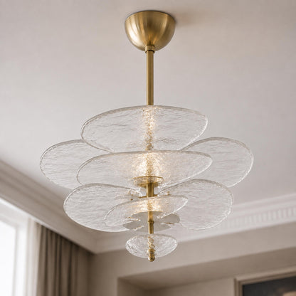 Modern Glass Chandelier with Lotus Leaf Design Ceiling Mounted Elegant Indoor Lighting