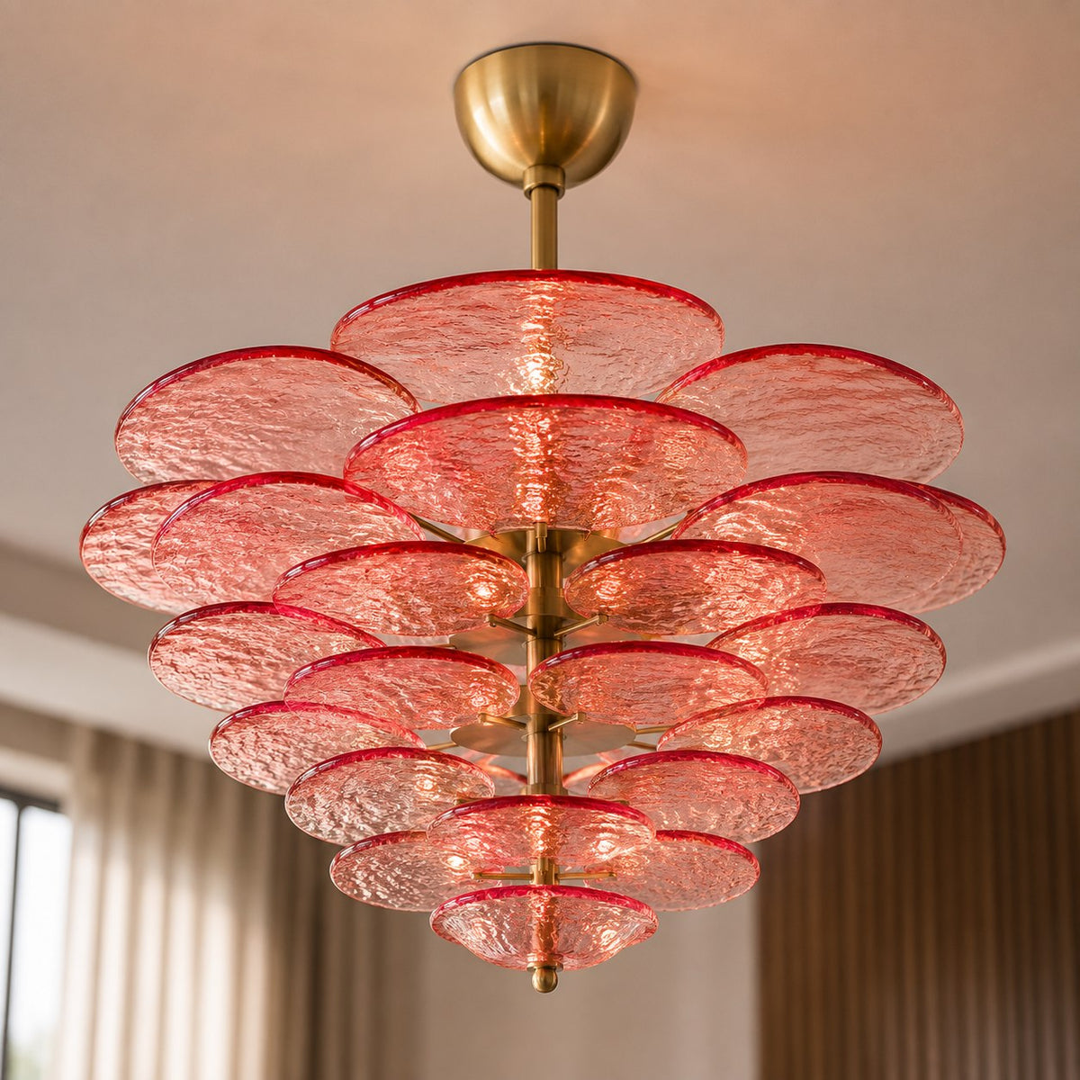 Modern Glass Chandelier with Lotus Leaf Design Ceiling Mounted Elegant Indoor Lighting