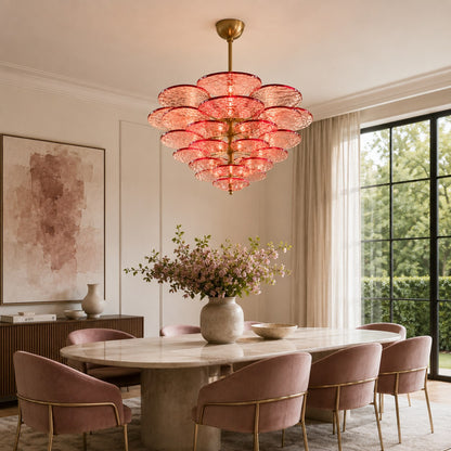 Modern Glass Chandelier with Lotus Leaf Design Ceiling Mounted Elegant Indoor Lighting