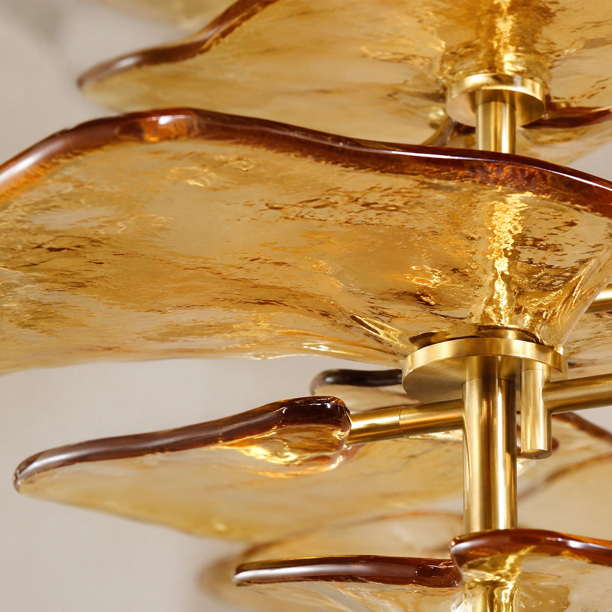 Modern Glass Chandelier with Lotus Leaf Design Ceiling Mounted Elegant Indoor Lighting