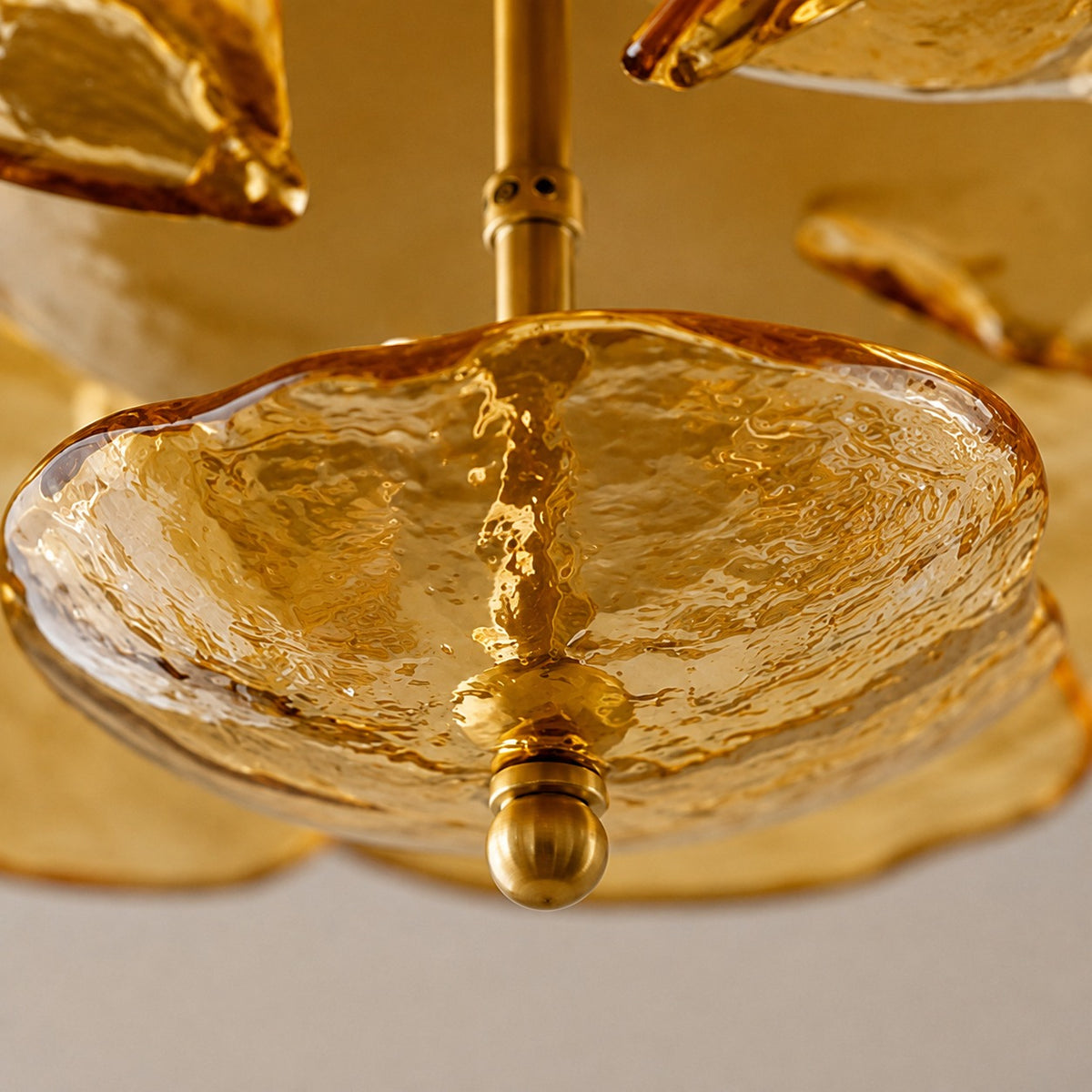 Modern Glass Chandelier with Lotus Leaf Design Ceiling Mounted Elegant Indoor Lighting