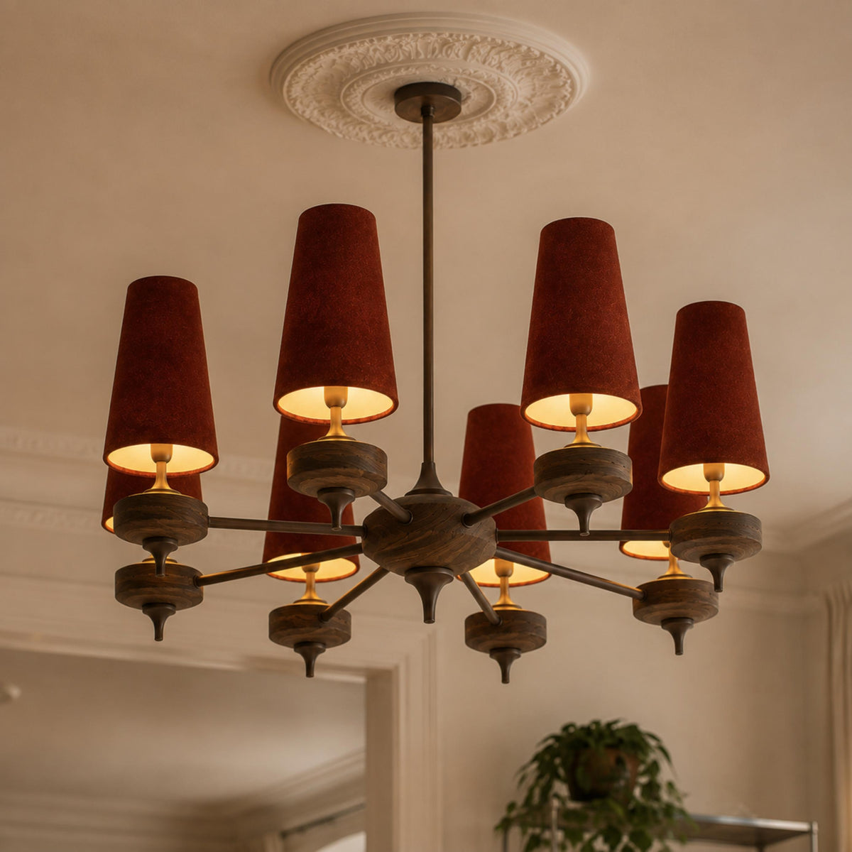 Modern Chandelier Hanging Light Fixture Antique Bronze Metal LED for Elegant Illumination