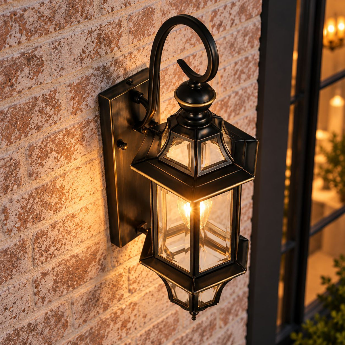 Modern Outdoor Wall Light Adjustable Wall Mounted Black Brass Fixture with Clear Glass Shade IP65 Waterproof