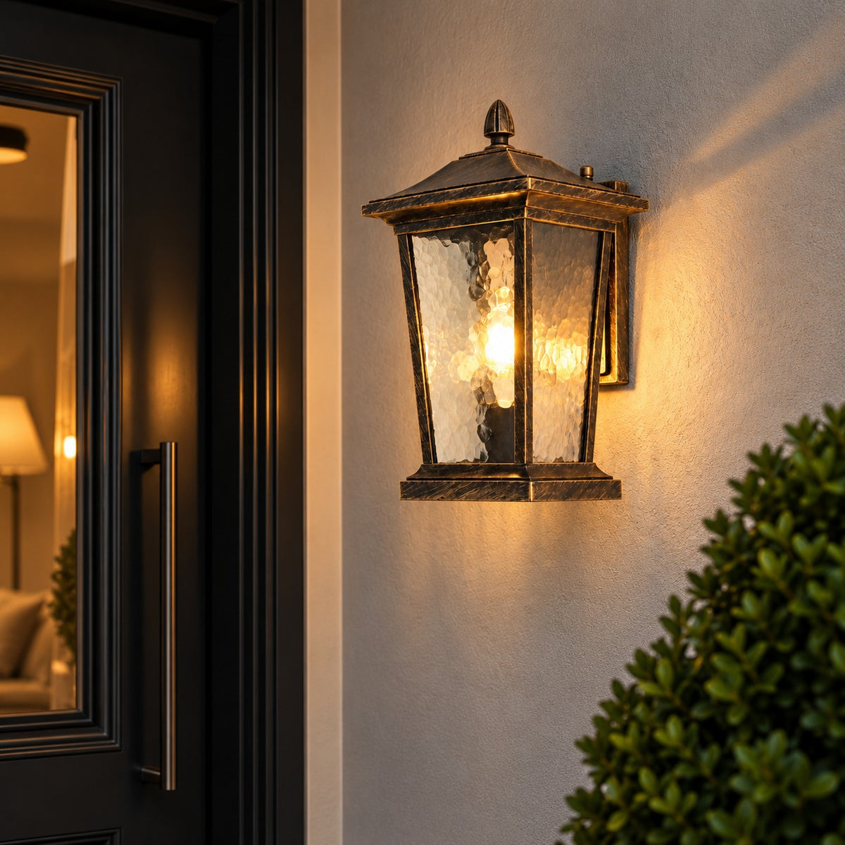 Industrial Outdoor Wall Light Black Aluminum Clear Glass LED Compatible IP65 Moisture Resistant