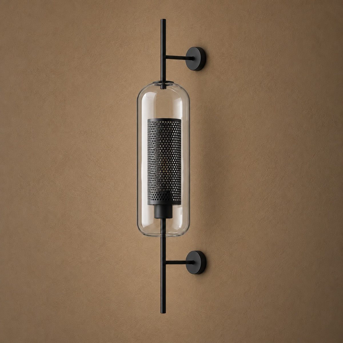 Modern Glass Wall Light Wall Mounted Metal Frame LED Sconce for Indoor Illumination