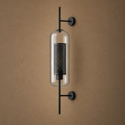 Modern Glass Wall Light Wall Mounted Metal Frame LED Sconce for Indoor Illumination