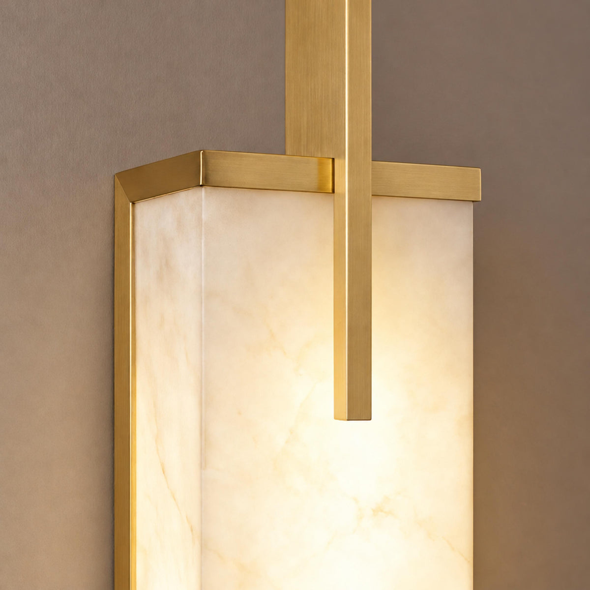 Modern Wall Sconce Wall Mounted Brass and Spanish Alabaster LED Lighting Adjustable Color Temperature