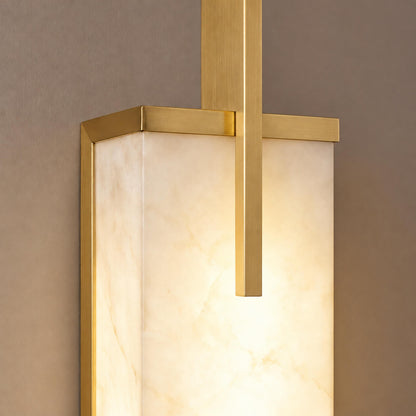 Modern Wall Sconce Wall Mounted Brass and Spanish Alabaster LED Lighting Adjustable Color Temperature