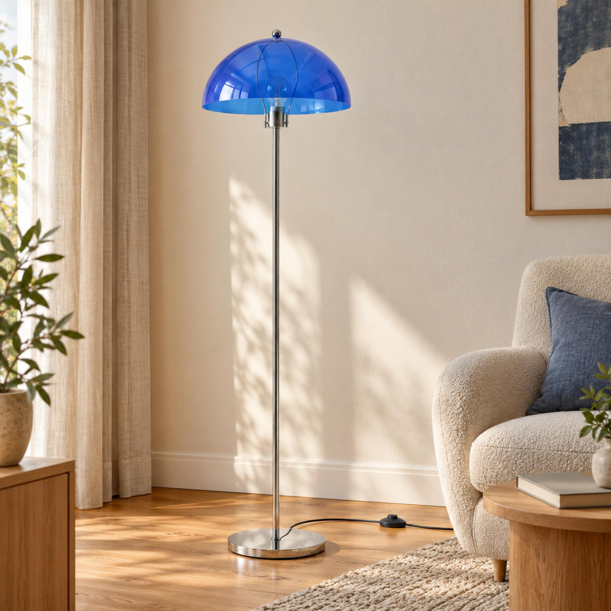 Modern Floor Lamp with Adjustable Height Iron Base and Acrylic Shade for Living Room Lighting