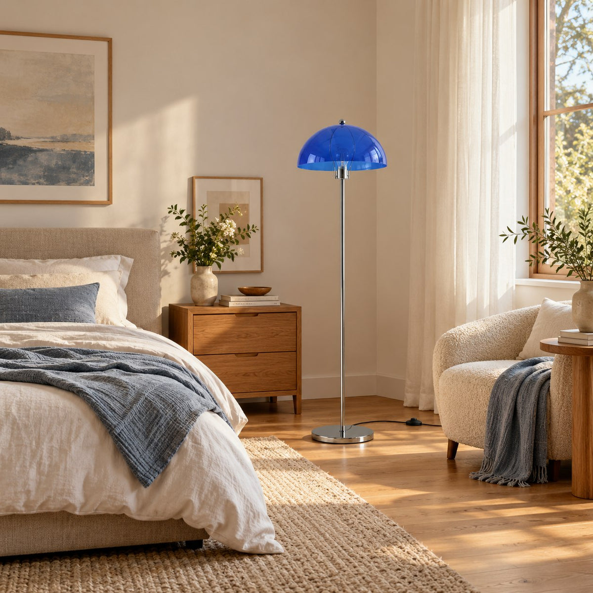 Modern Floor Lamp with Adjustable Height Iron Base and Acrylic Shade for Living Room Lighting