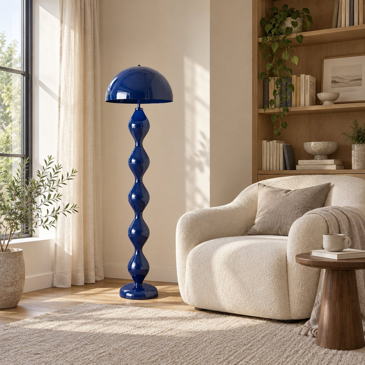 Modern Floor Lamp Mushroom Design Resin Construction Dimmable E26 E27 Compatible 59 Inch Height