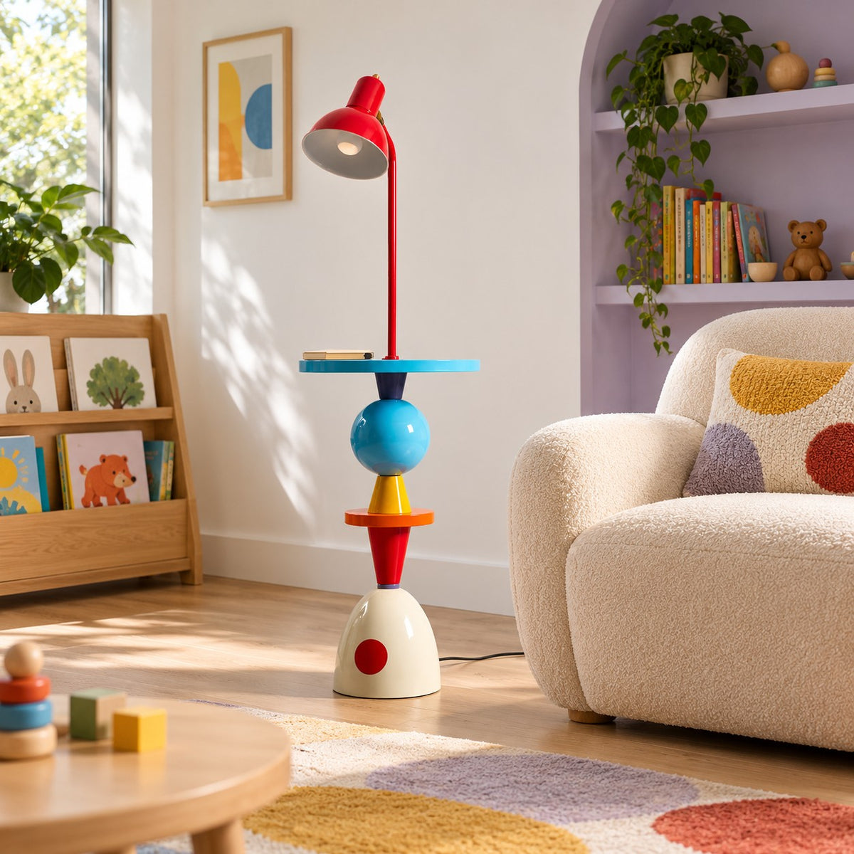 Modern Floor Lamp Adjustable Height LED Acrylic Shade Multi-Color Indoor Lighting
