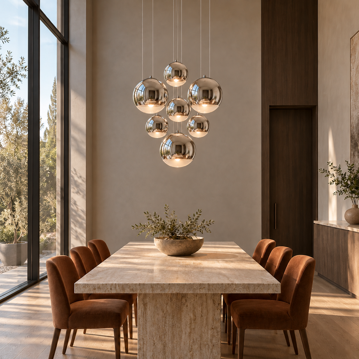 Modern Glass Pendant Light Adjustable Hanging Fixture LED Compatible for Kitchen Lighting