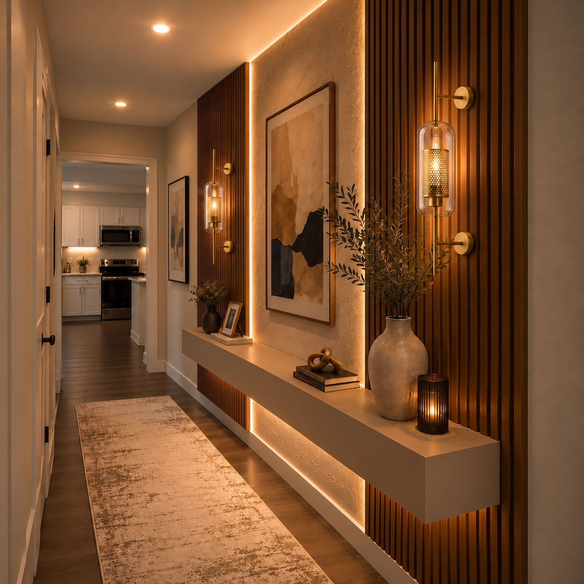 Modern Glass Wall Light Wall Mounted Metal Frame LED Sconce for Indoor Illumination