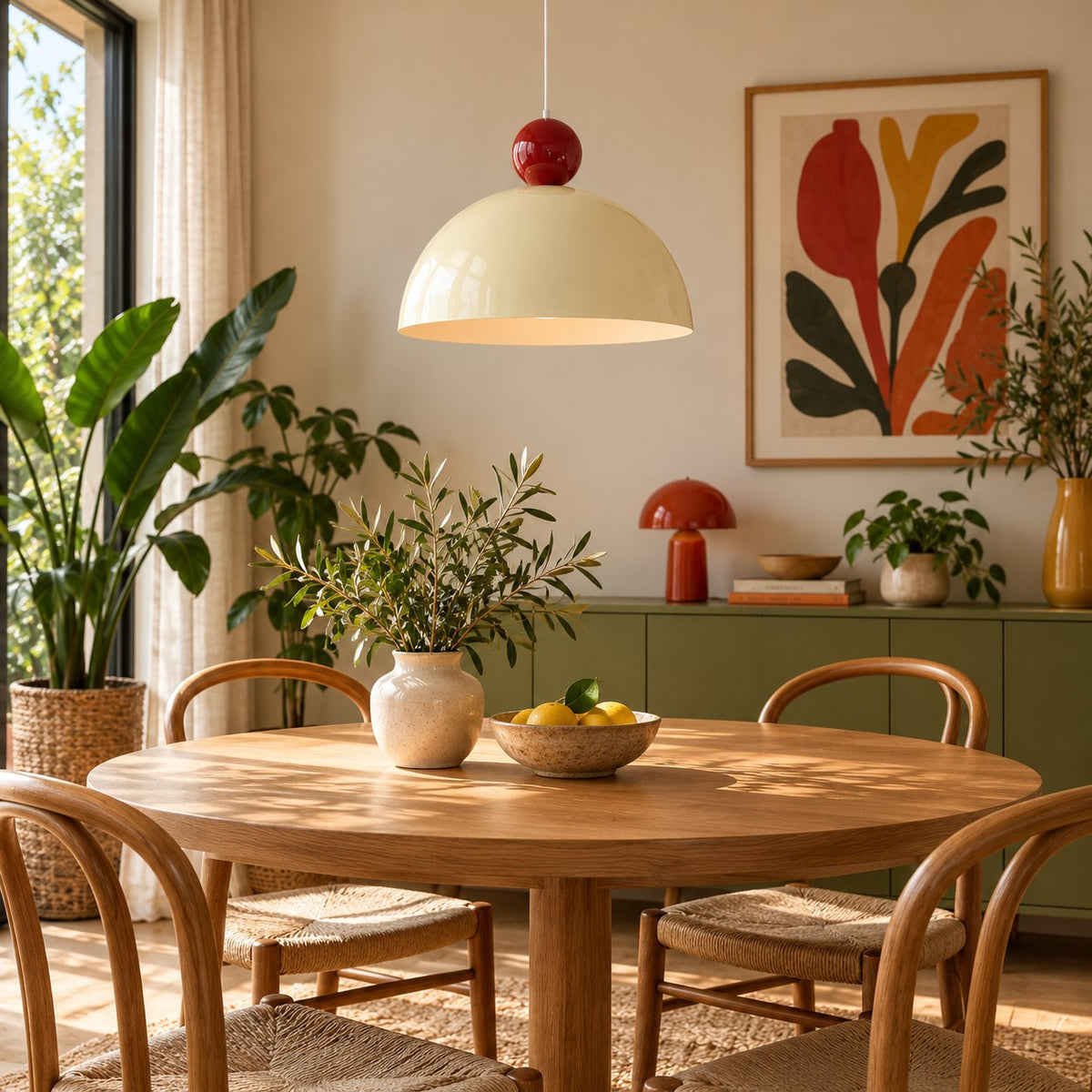 Modern Colorful Glass Pendant Light Adjustable Height LED Hanging Fixture for Kitchen Dining