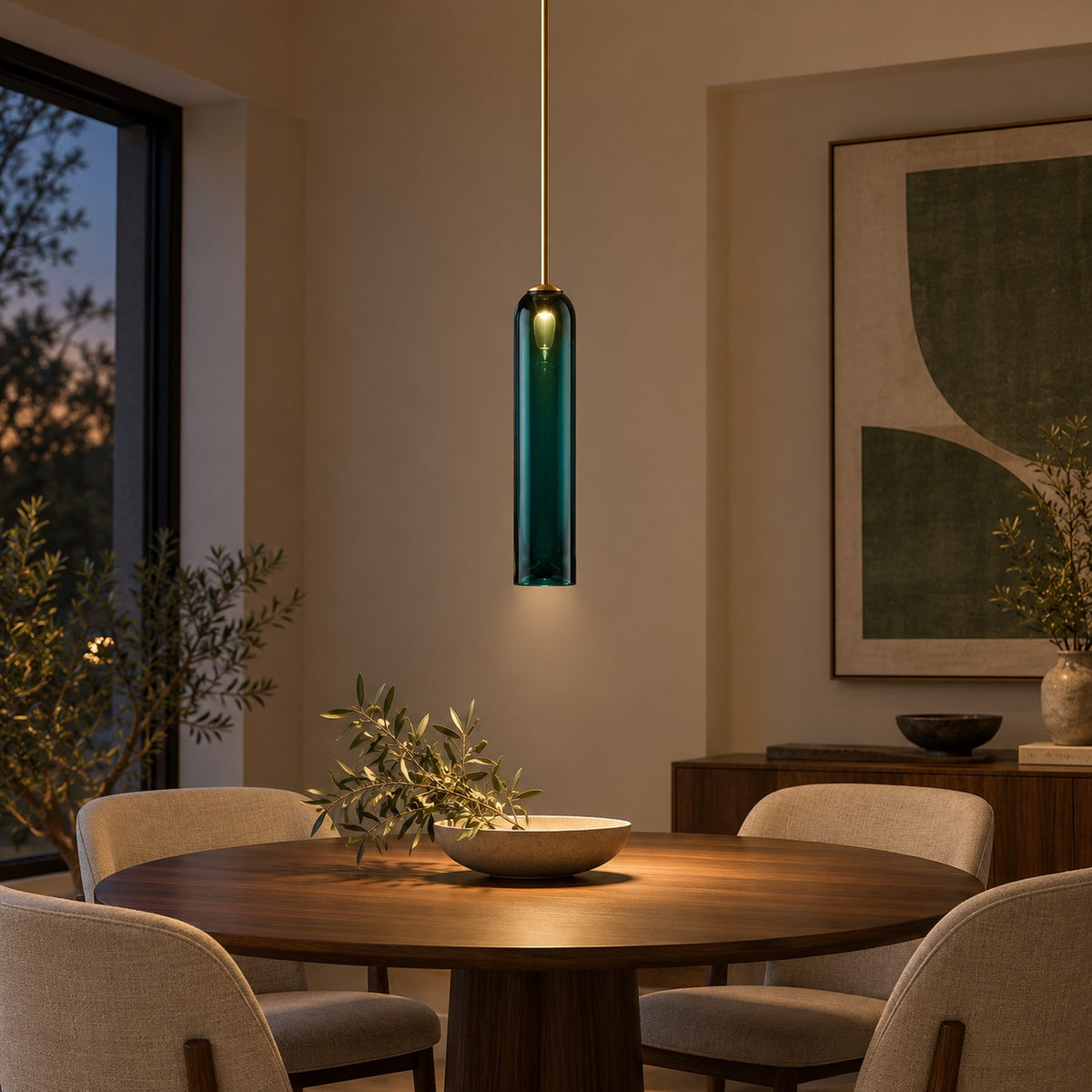 Modern Glass Pendant Lamp Adjustable Height LED Hanging Light for Kitchen Lighting