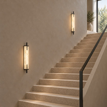 Modern Wall Sconce Wall Mounted Brass and Spanish Alabaster LED Lighting Adjustable Color Temperature