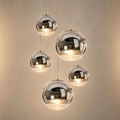 Modern Glass Pendant Light Adjustable Hanging Fixture LED Compatible for Kitchen Lighting