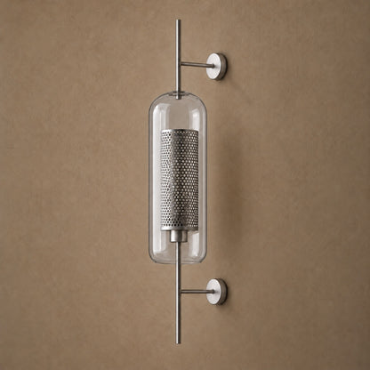 Modern Glass Wall Light Wall Mounted Metal Frame LED Sconce for Indoor Illumination