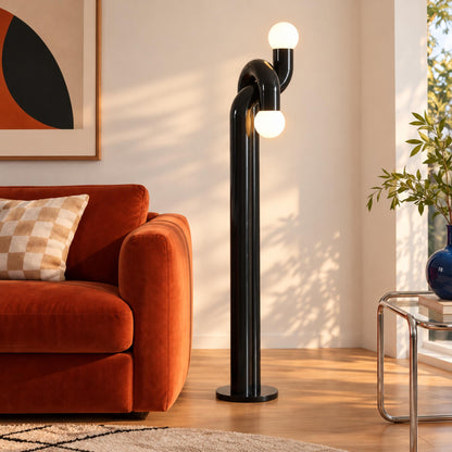 Modern Floor Lamp with Adjustable Height Metal Base for LED Bulbs in Living Room