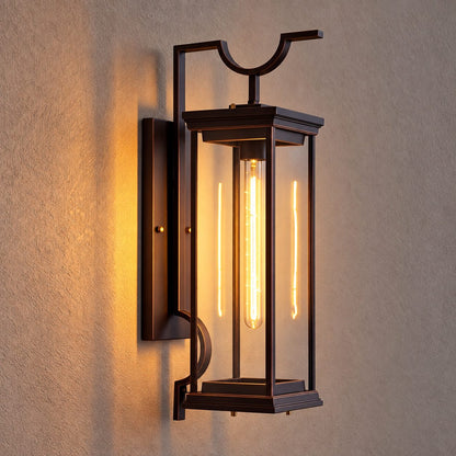 Traditional IP65 Outdoor Wall Light with Clear Glass &amp; Coffee Bronze Finish