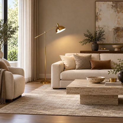 Modern Gold Floor Lamp Adjustable Metal Standing Lamp Dimmable E26 Compatible 70.8 Inch