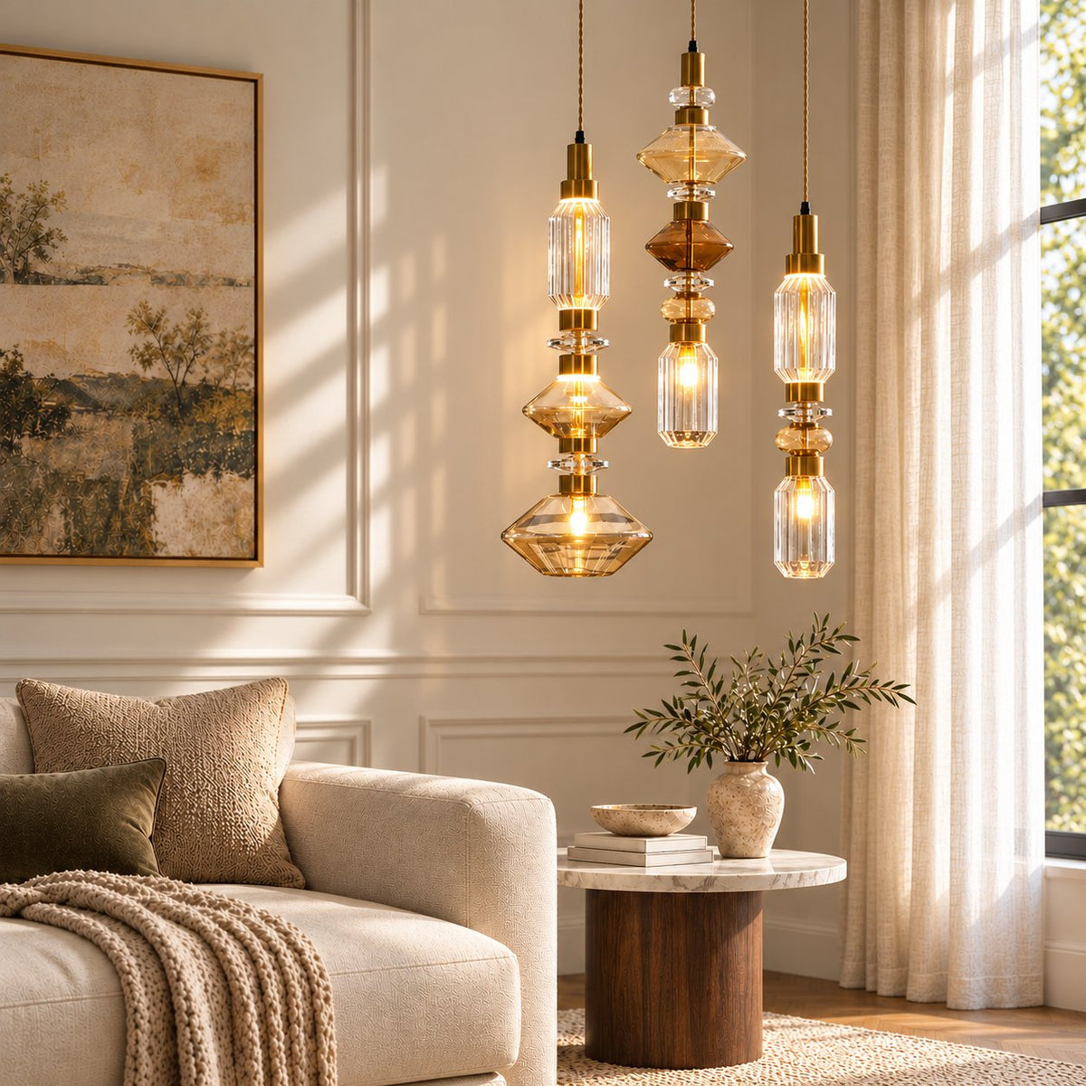 Modern Glass Pendant Lamp Hanging Light Fixture Adjustable LED for Contemporary Spaces