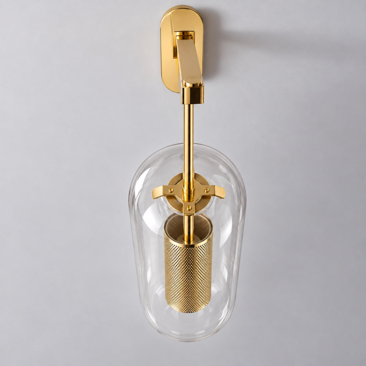 Modern Wall Light Wall Mounted Metal Frame Glass Shade LED Fixture for Ambiance