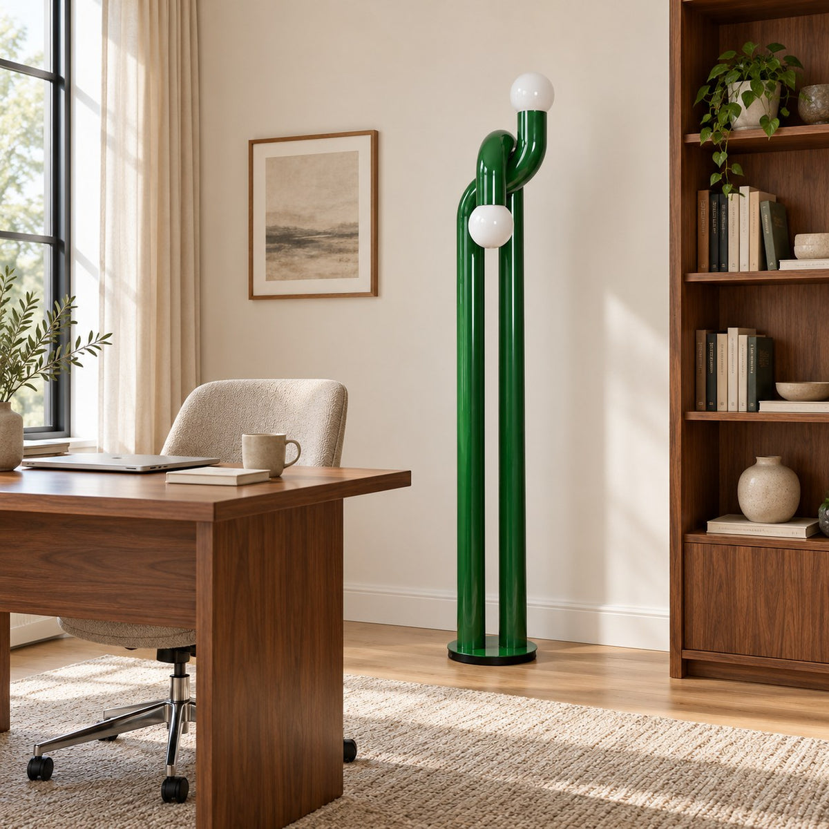Modern Floor Lamp with Adjustable Height Metal Base for LED Bulbs in Living Room