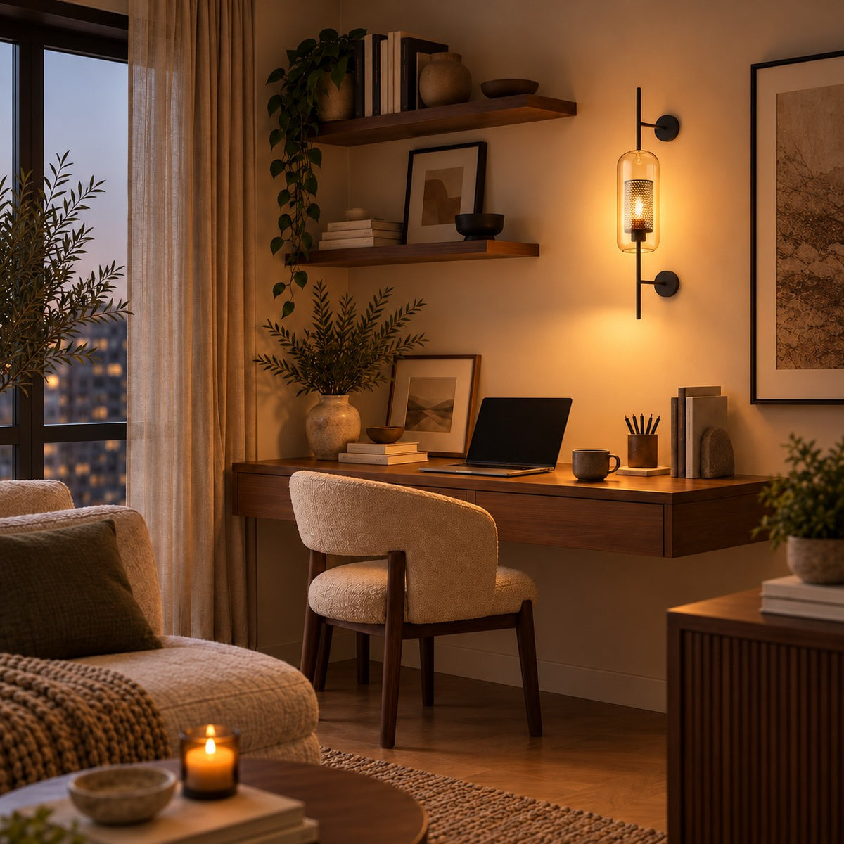 Modern Glass Wall Light Wall Mounted Metal Frame LED Sconce for Indoor Illumination
