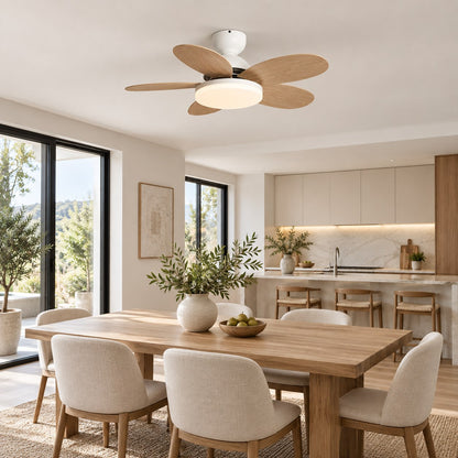 Modern Flush Mount Ceiling Fan with Lights Integrated LED Whisper-Quiet DC Motor