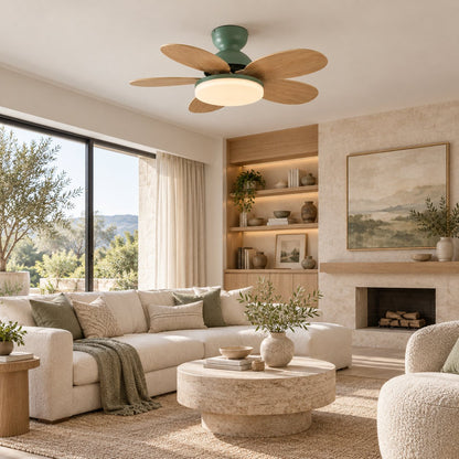Modern Flush Mount Ceiling Fan with Lights Integrated LED Whisper-Quiet DC Motor