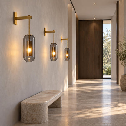 Modern Wall Light Wall Mounted Metal Frame Glass Shade LED Fixture for Ambiance