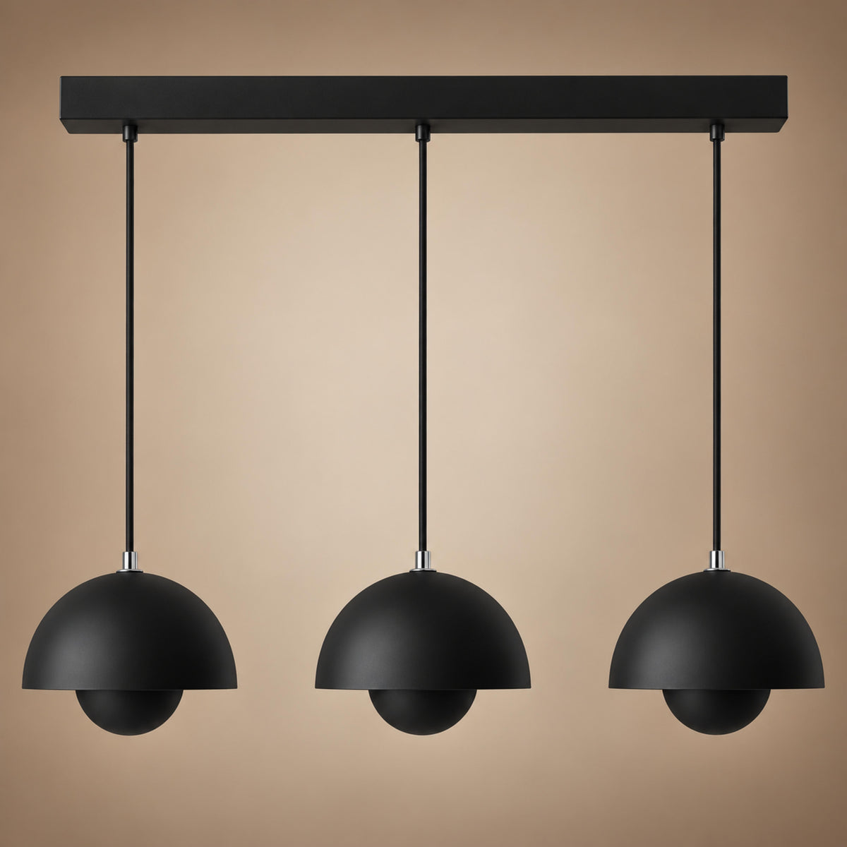 Modern Adjustable Black Pendant Light Hanging Metal LED for Kitchen and Home Lighting