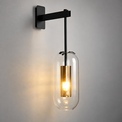 Modern Wall Light Wall Mounted Metal Frame Glass Shade LED Fixture for Ambiance