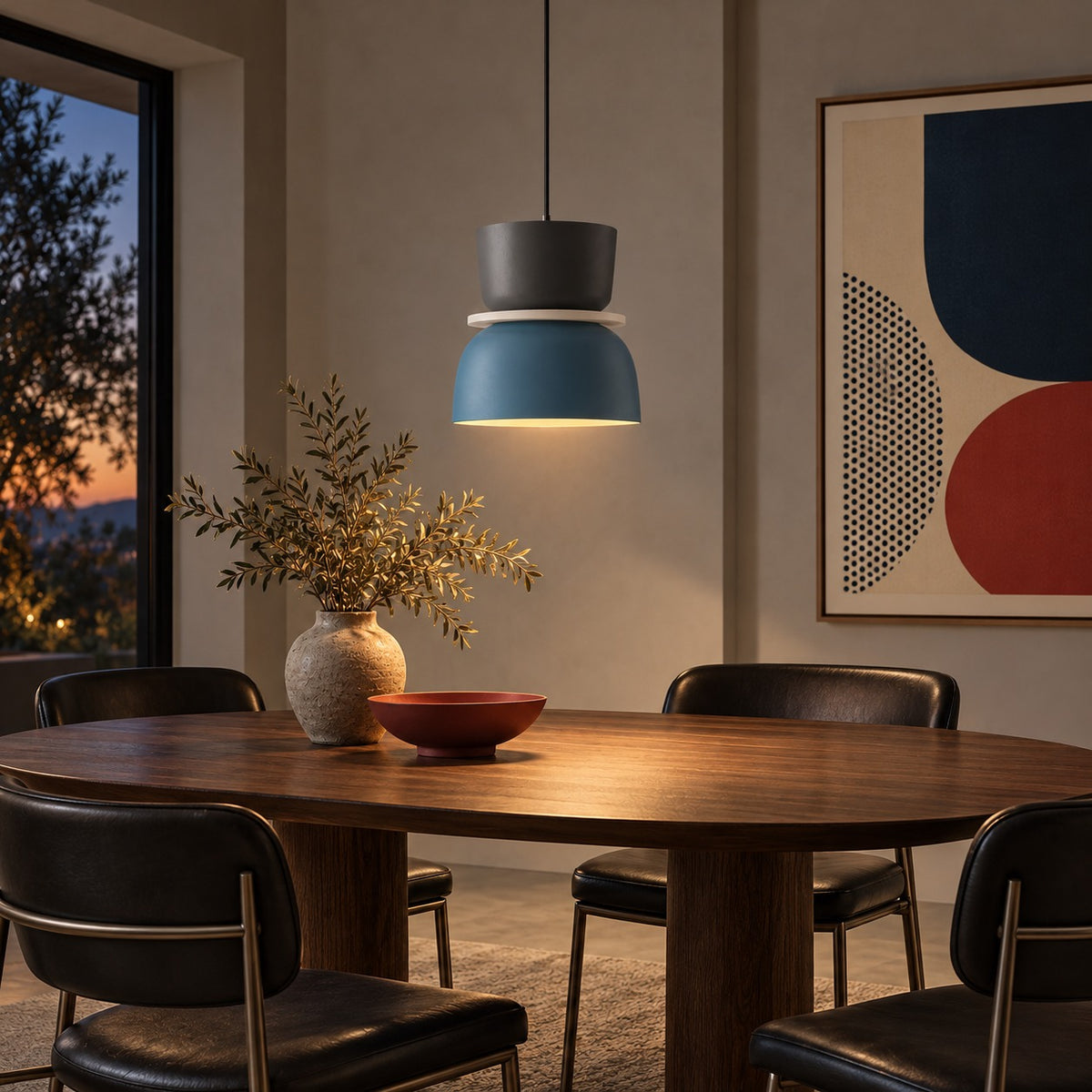 Modern Black Pendant Light Adjustable Metal Shade LED Pendant Lighting for Kitchen Island
