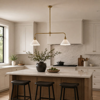 Modern Black Pendant Light Adjustable Height Glass Shade LED Hanging Fixture