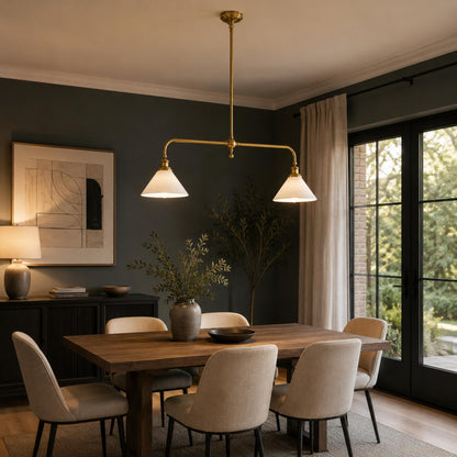 Modern Black Pendant Light Adjustable Height Glass Shade LED Hanging Fixture