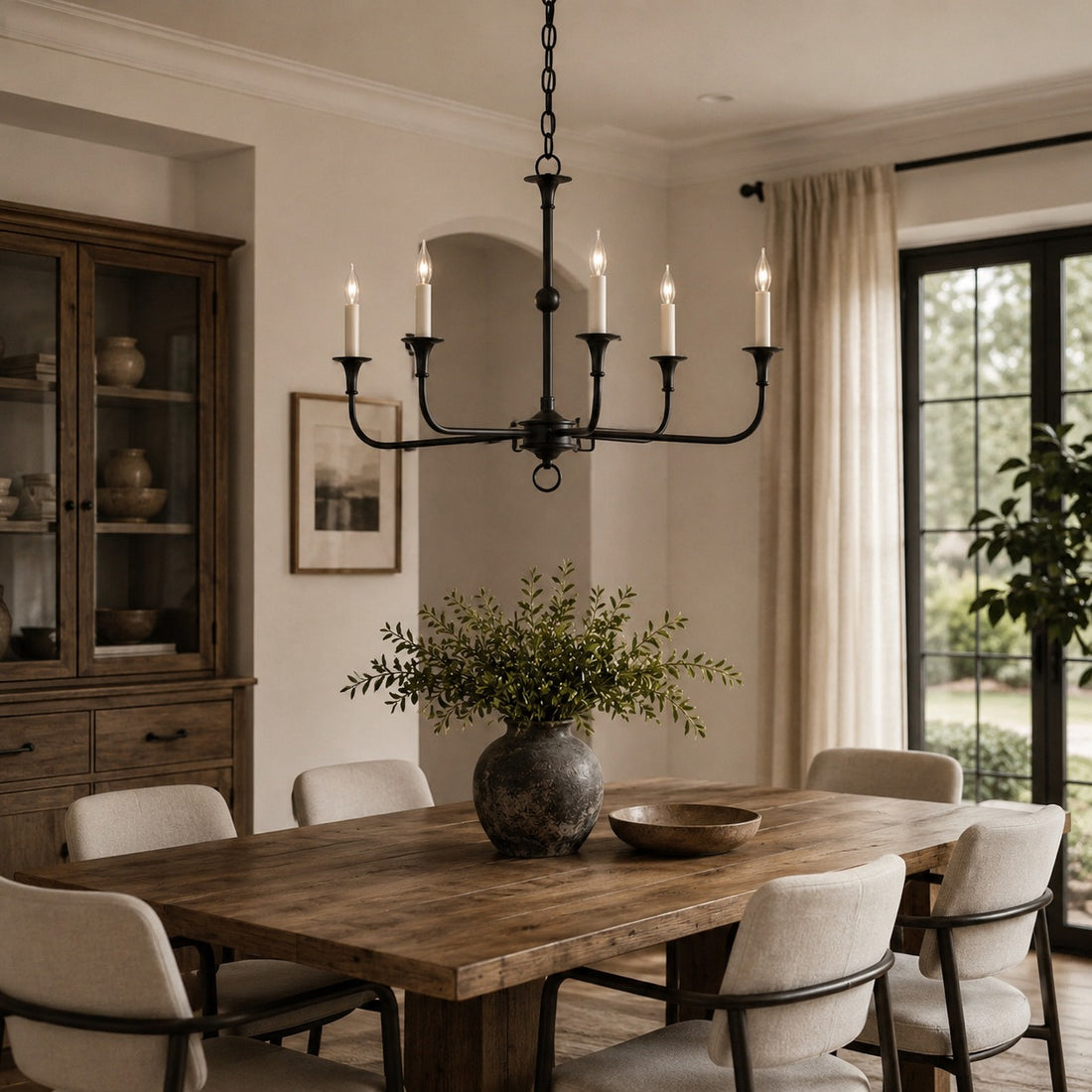 Modern Chandelier 5-Head Adjustable Flush Mount Brass E14 Candelabra Bulbs Exposed Design