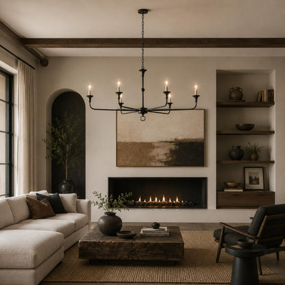 Modern Chandelier 5-Head Adjustable Flush Mount Brass E14 Candelabra Bulbs Exposed Design