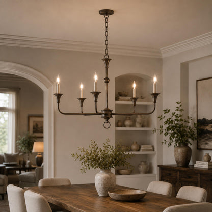 Modern Chandelier 5-Head Adjustable Flush Mount Brass E14 Candelabra Bulbs Exposed Design