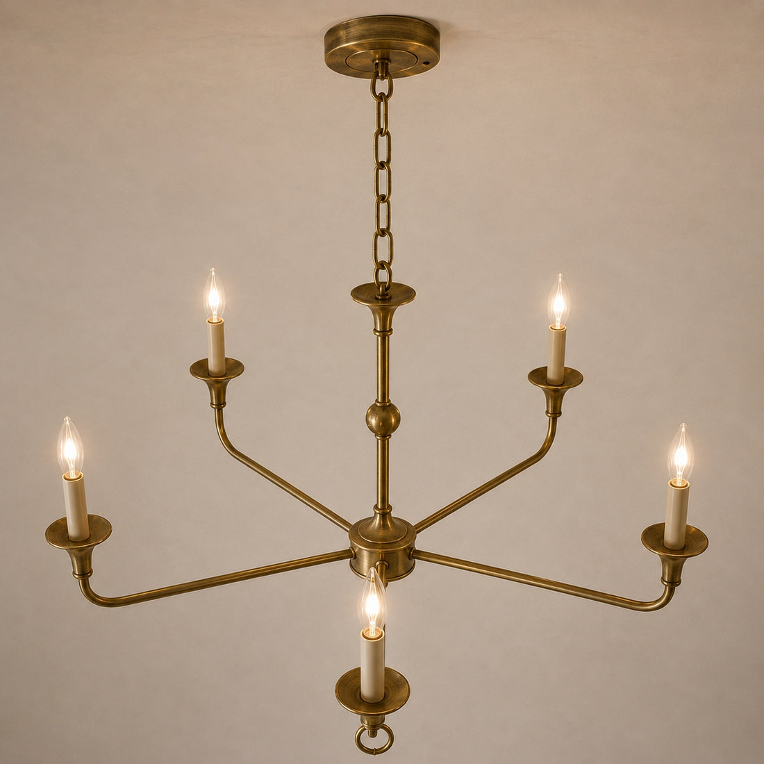 Modern Chandelier 5-Head Adjustable Flush Mount Brass E14 Candelabra Bulbs Exposed Design